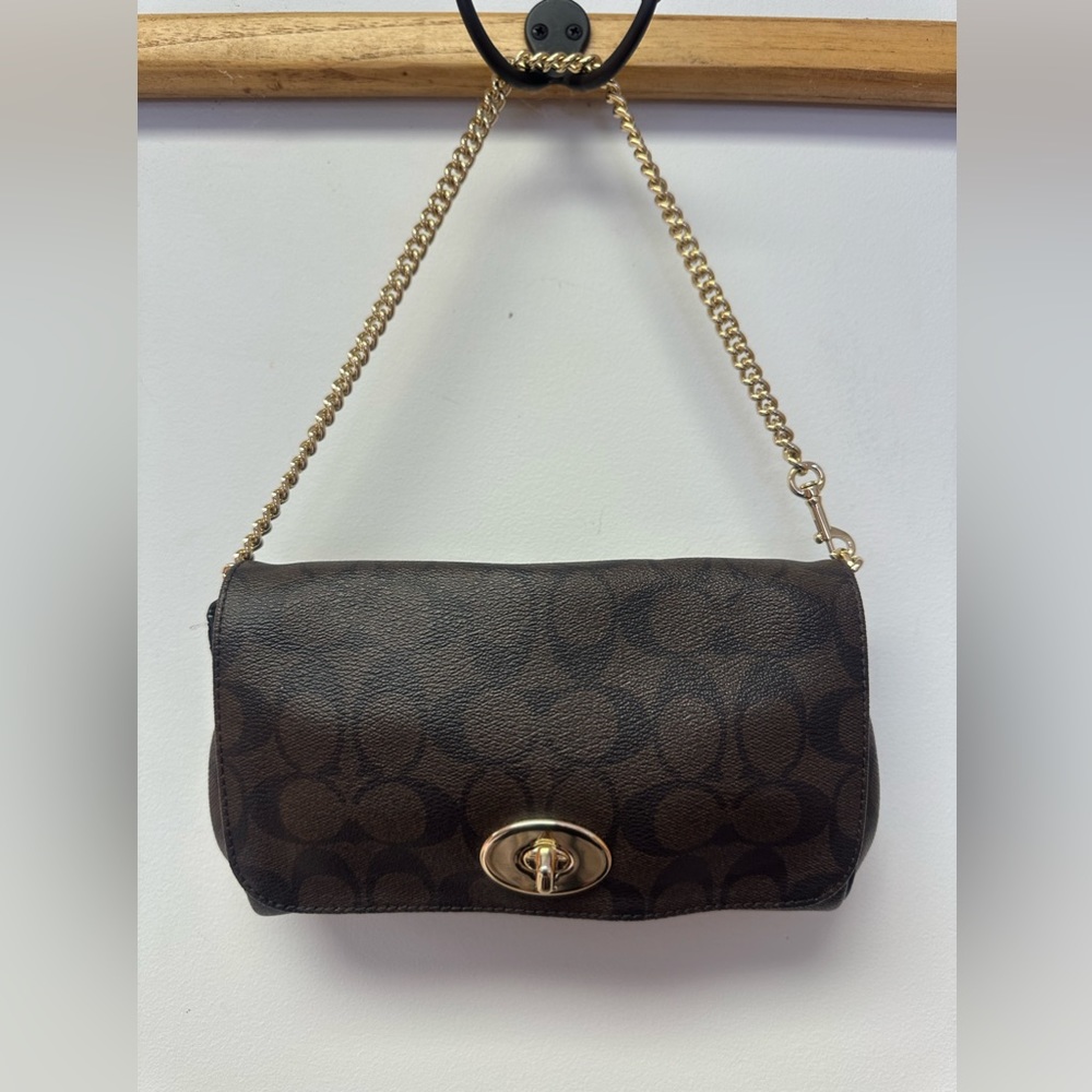 Coach emblem crossbody / shoulder bag brown small